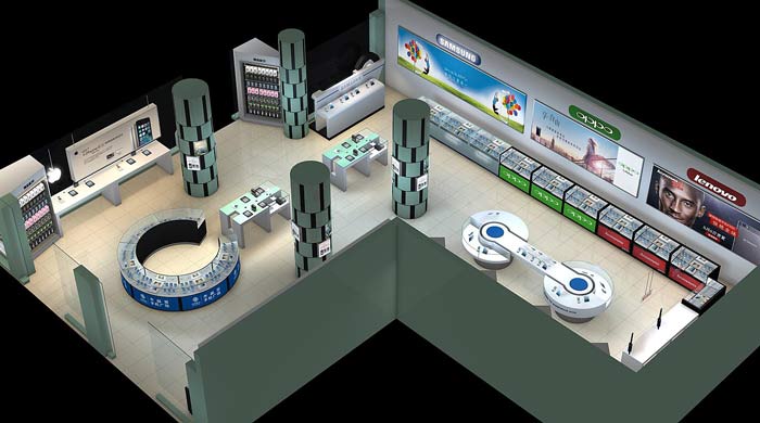 2016年最新、最熱手機店手機展示柜裝修設(shè)計案例效果圖