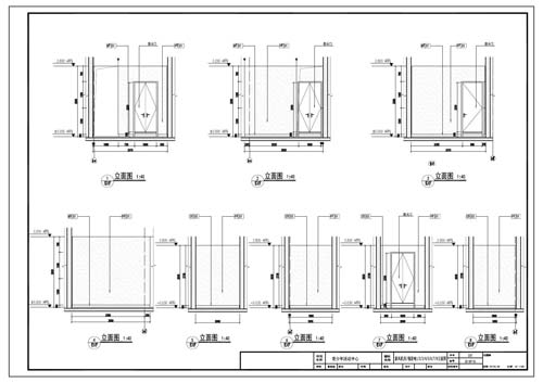 青少年活動中心深化設計施工圖新風機房/強弱電1/2/3/4/5/6/7/8立面圖