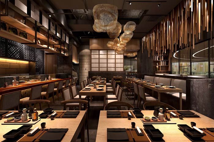 日式料理餐廳餐區(qū)裝修設計效果圖